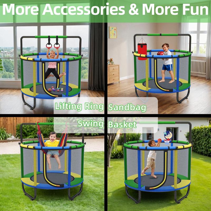 Mini Round Trampoline for Kids with Basketball Hoop