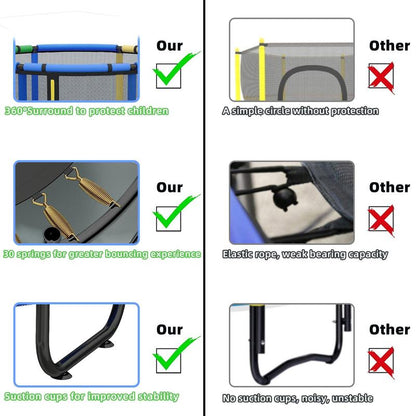 Mini Round Trampoline for Kids with Basketball Hoop