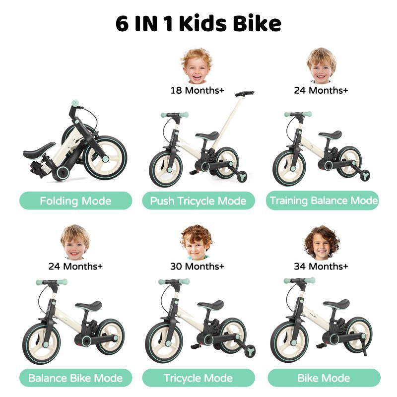 Multi-Functional Toddler Bike with Training Wheels