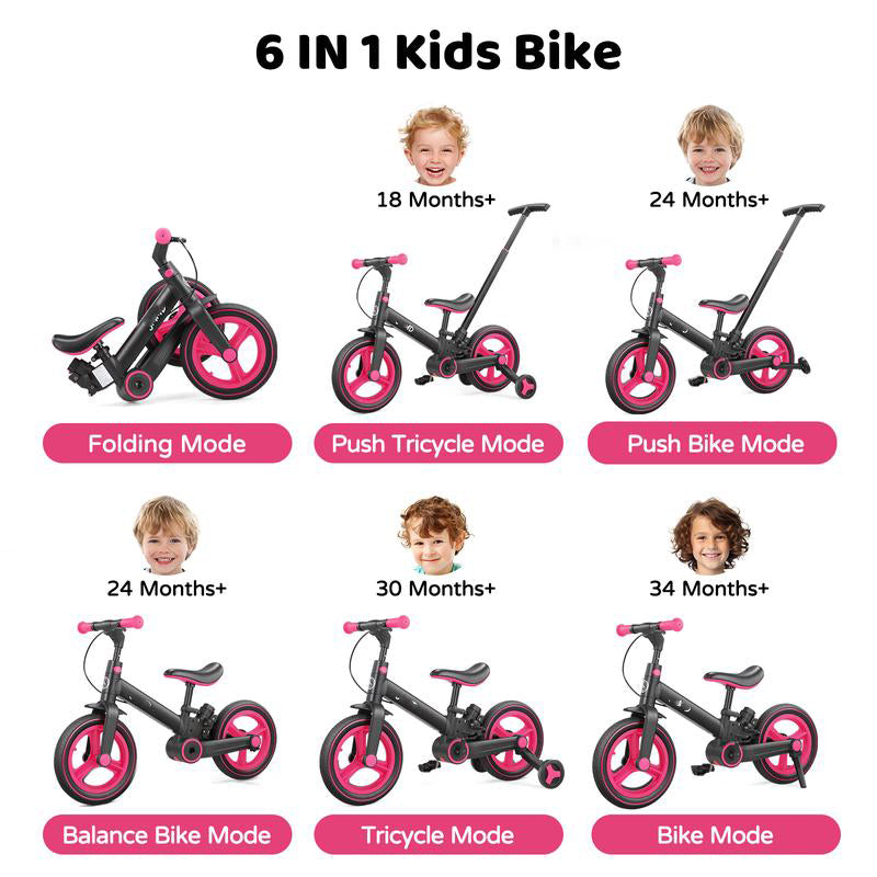 Multi-Functional Toddler Bike with Training Wheels