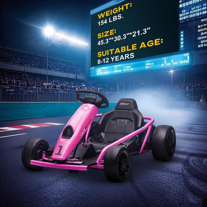 24V Electric Drifting Go Kart, 6-12Y