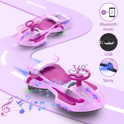 12V Wiggle Car, Flashing Wheels, Bluetooth, Music