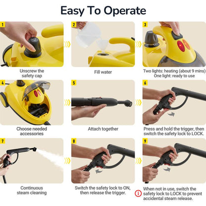 Powerful steam cleaner & mop, multi-purpose.